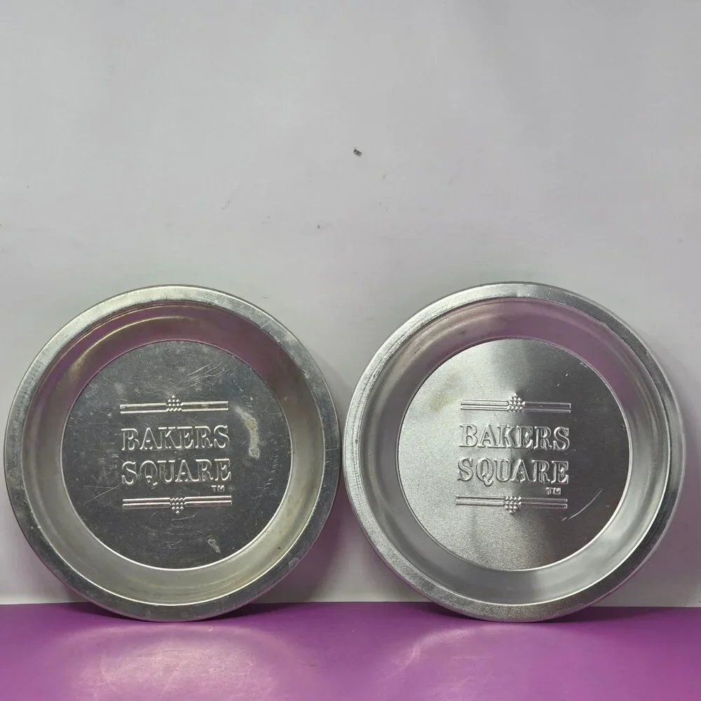 Set Of‎ 6 Vintage Bakers Square Aluminum Pie Pans Embossed Logo Durable Bakeware